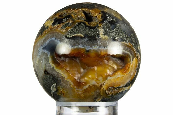 Colorful Polished Marcasite Agate Sphere - Indonesia #330207